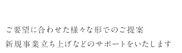 ご要望に合わせた様々な形でのご提案 新規事業立ち上げなどのサポートをいたします